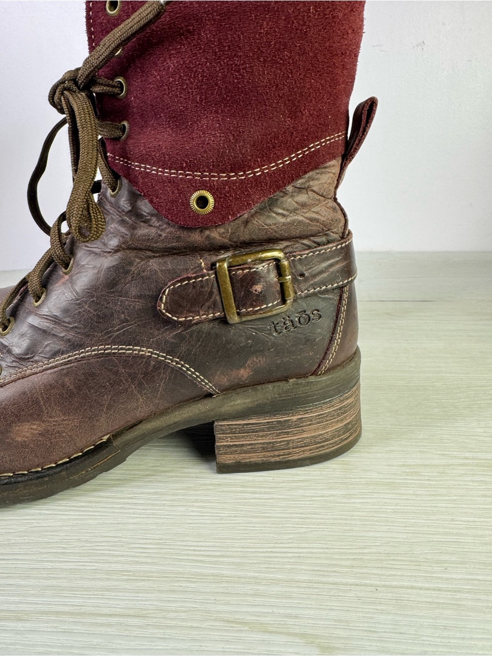 Taos Crave Distressed Leather Ankle boots Size US 9 EU 40 - Picture 5 of 9